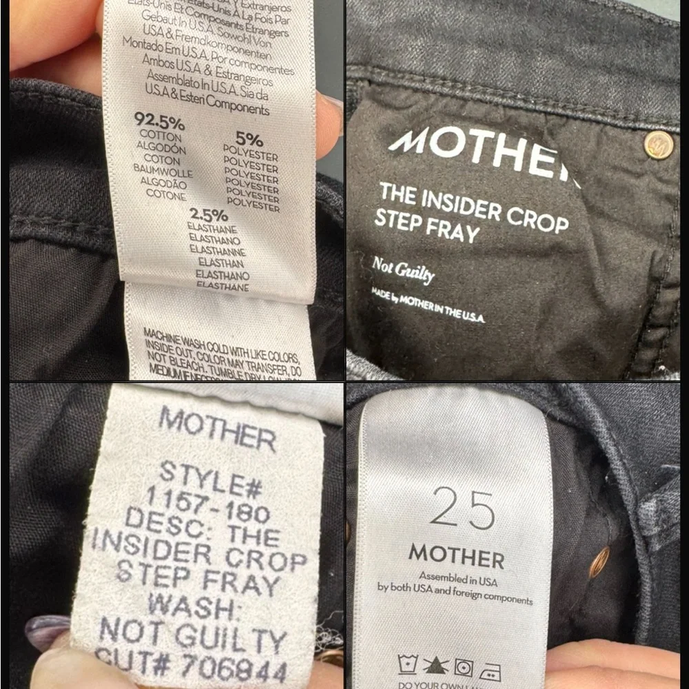 Mother Denim The Insider Crop Step Fray in wash Not Guilty Black Size 25 EUC - Picture 16 of 16